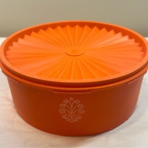 Vintage Tupperware Orange Canister With Lid